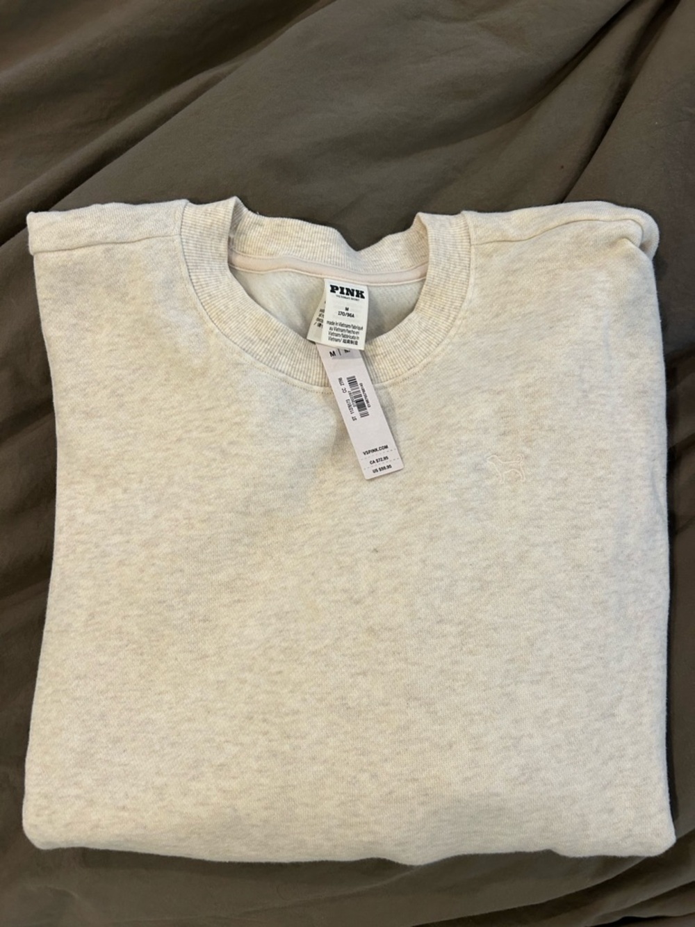 PINK Victoria's Secret Neutral Crewneck Sweatshirt in Oatmeal